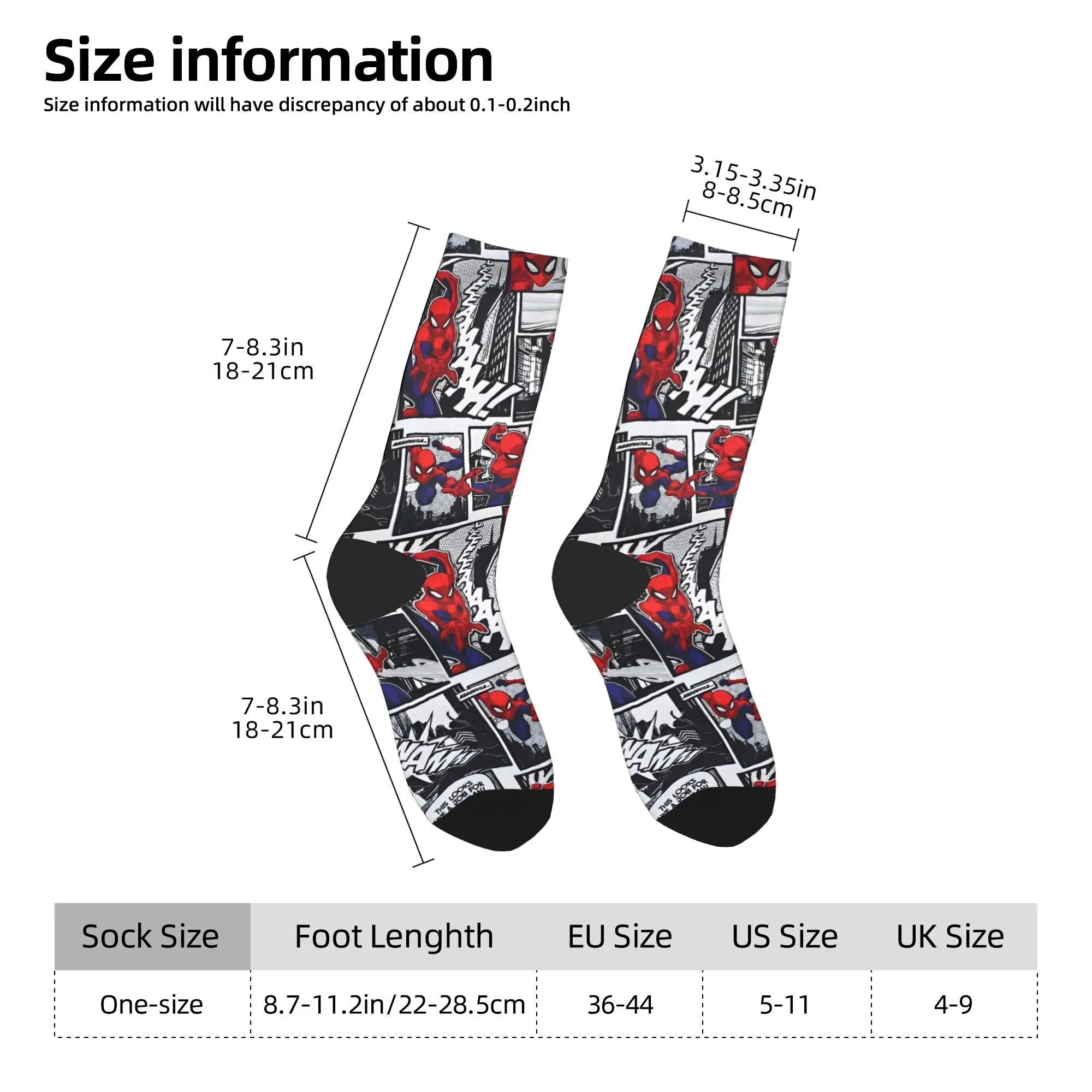 Calzini da uomo alla moda Harajuku Spidermans Hero Sock Poliestere Skateboard Calzino da donna Primavera Estate Autunno Inverno