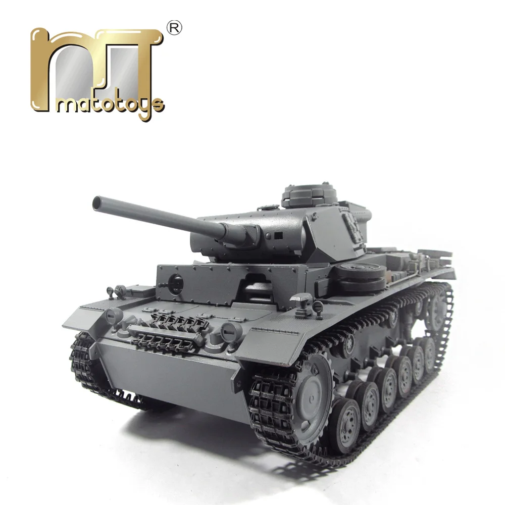 

MATO 1:16 Complete all Metal Tank German Panzer III 2.4G RC Tank model Infrared Recoil Barrel German Grey RTR Version