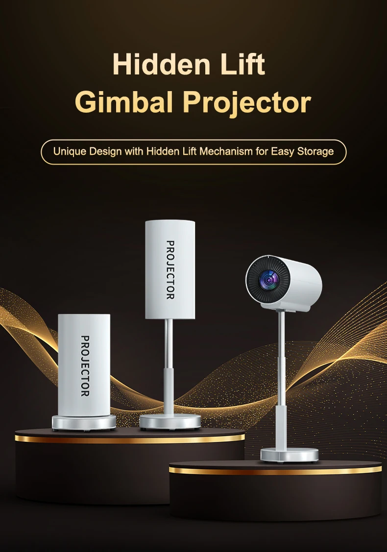 TS-3 Smart Projector 2.4G 5G WIFI With HIFI Speaker Hidden Lift Gimbal Home Theater