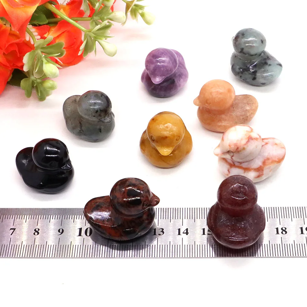 27 Color Natural Crystal Stone Quartz Jade Yellow Duck Statue Reiki Healing Animals Figurines Home Decor Ornaments Wholesale