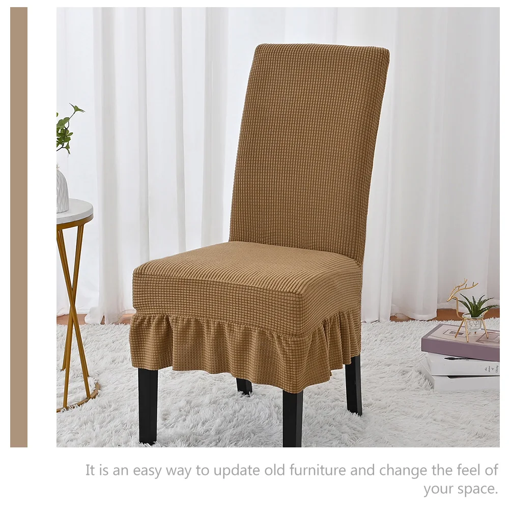 

Elastic 85% Polyester 15% Spandex Dining Room Chair Stretchable Furniture Protectors With Skirt Washable Slipcovers For Chairs