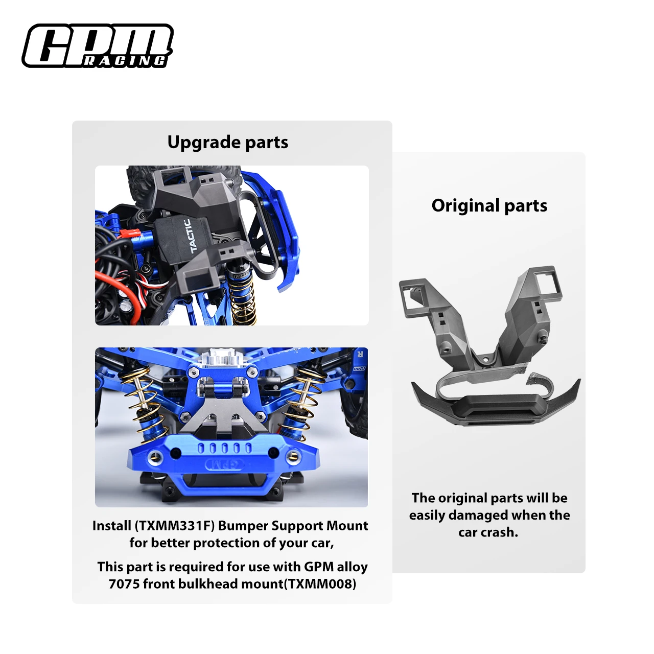 GPM Voorbumper Ondersteuning Mount niet 3D gedrukt Voor TRAXXAS MINI MAXX Monster Truck-107154-1