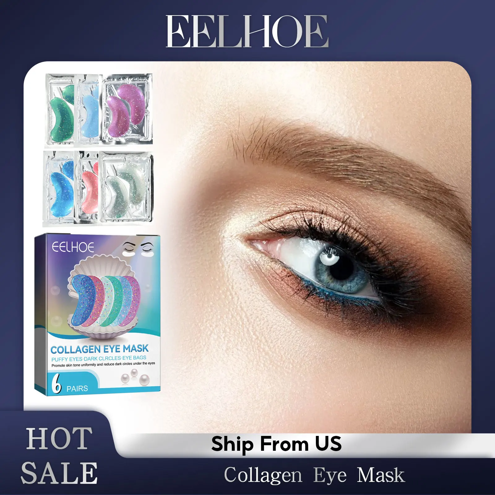 EELHOE Collagen Eye Masks Reduce Dark Circles Wrinkles Removal Eye Bags Moisturizing Firming Eye Patches Eyes Skin Care Products