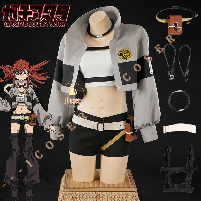 أزياء iCoser أنيمي Gachiakuta Riyo Reaper التأثيرية أزياء موحدة المختنق أكوتا المنظفات حفلة الهالوين للنساء والفتيات دعائم الكرنفال