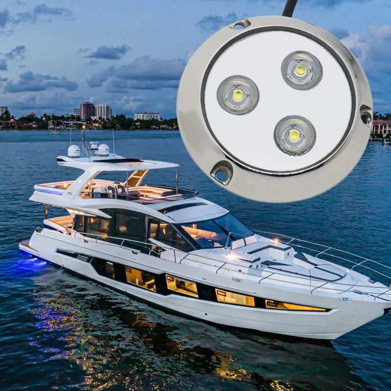 3 Inch 12VDC Marine LED Boat Navigation Light Underwater Round 316 Stainless Steel RGB Yacht Lamp Swimming Pool Boat Accessories