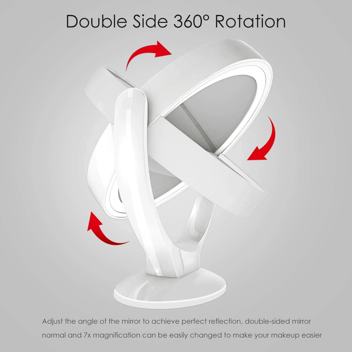 Desktop LED Makeup Mirror with Light Multi-functional Rotating Portable Dressing Mirror Desktop Touch Supplementary Light Mirror