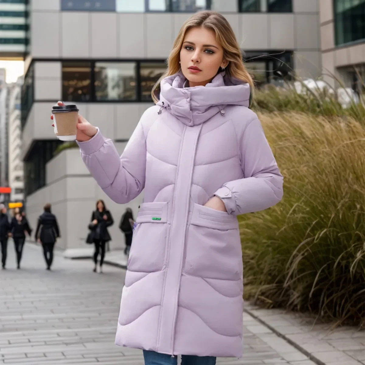 Women's New Winter Long Cotton Jacket Female Hooded Thicken Warm Jacket Women's 2 Pocket Versatile Jacket Women's Coats 2025 New