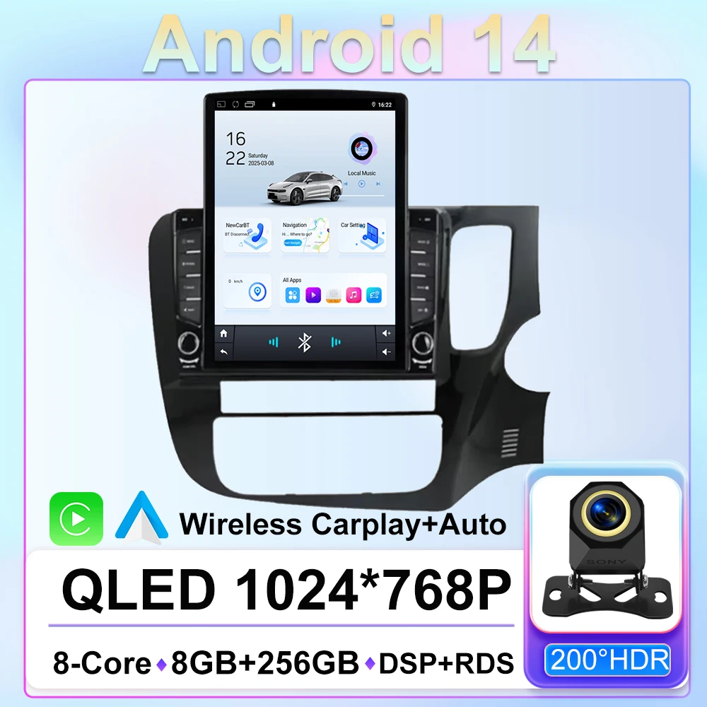 9.7 Android14 لميتسوبيشي أوتلاندر 3 XL RHD 2012-2025 راديو السيارة سيارة الوسائط المتعددة مشغل فيديو 2Din Carplay السيارات ستيريو DVD كام