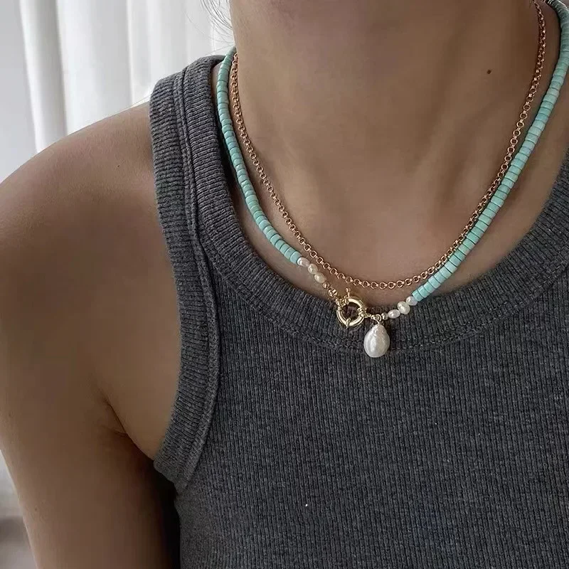 Collar de cuentas de resina verde de temperamento Vintage para mujer, joyería de moda, regalos femeninos, accesorios de diseño simple, gran oferta