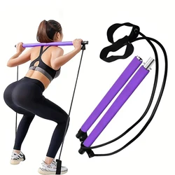 Kit Pilates Bar com Bandas de Resistência, Equipamento de Treino para Pernas, Quadril, Cintura e Braço, Bandas Empilháveis