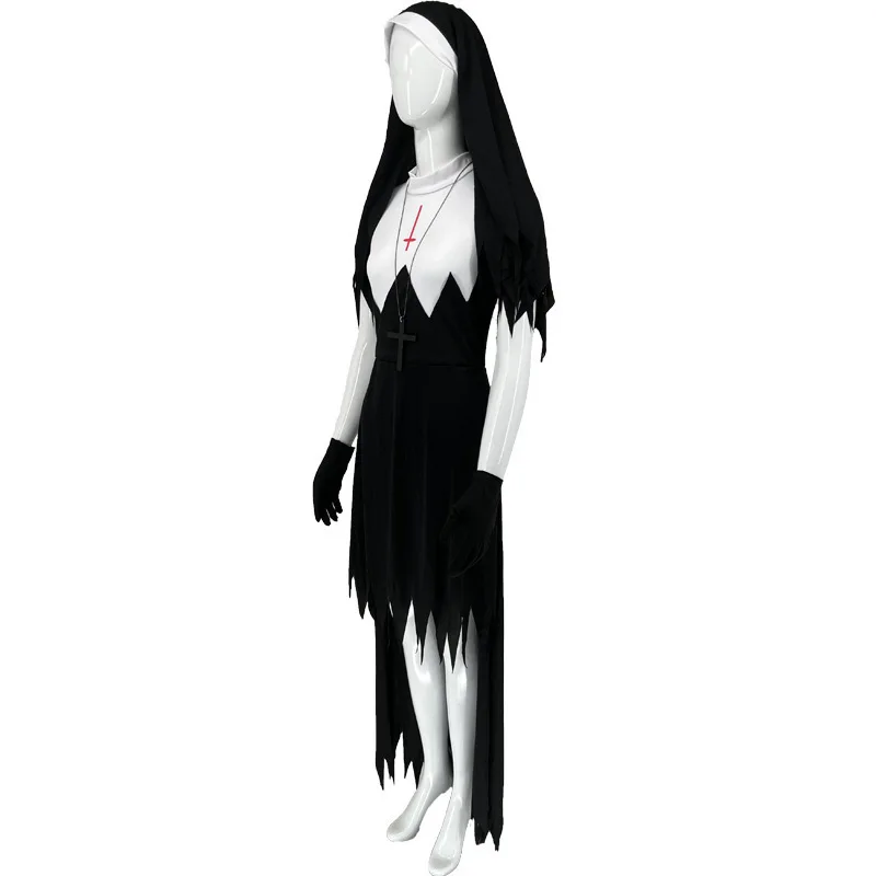 زي راهبة زومبي للهالوين للبالغين، زي مصاص دماء وشيطان، رداء كاهنة للنساء، زي صيني تقليدي للعروض المسرحية