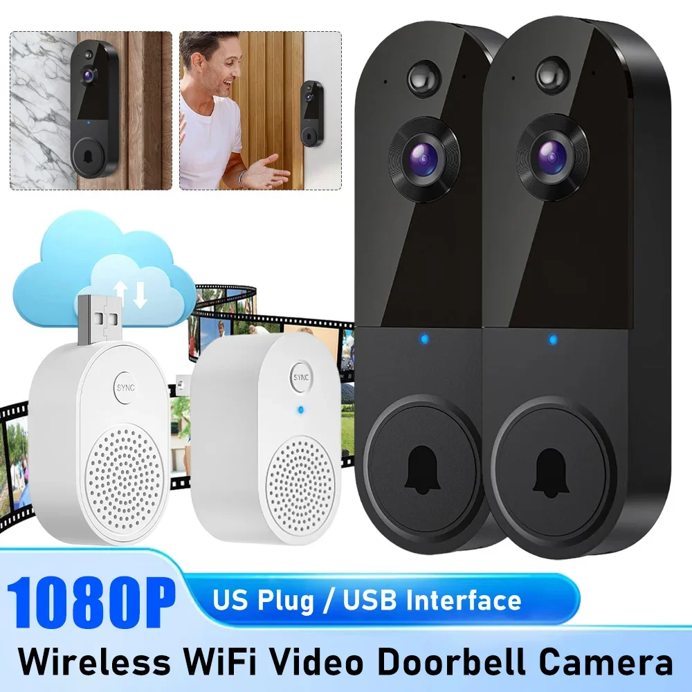 1080P كاميرا جرس باب يتضمن شاشة عرض فيديو لاسلكية 2-Way الصوت واي فاي جرس الباب الذكي أمن الوطن كشف الحركة للرؤية الليلية جرس باب إنتركوم