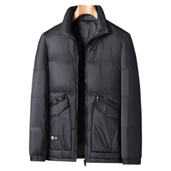 Top 2024 Winter Plus Size Men's Warm White Duck Down Jacket Casual Windproof Loose Black Puffer Coat Outwear Thick Down Clothing