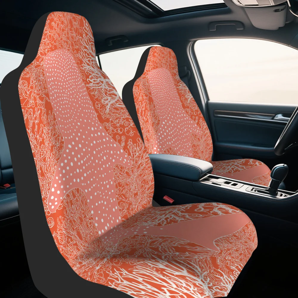 Set Of 2, Contemporary Whale Shark Coral Ocean Design Car Covers, Cozy And Machine Washable, Fits Most Cars, Perfect For A Trend