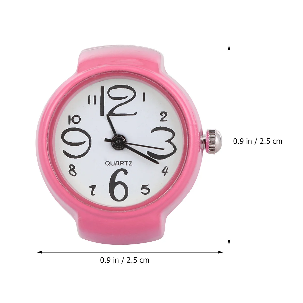 1 pçs relógio em forma de anel de dedo rosa quartzo mini relógio elástico moda unisex elegante acessório novidade presente viagem casamento