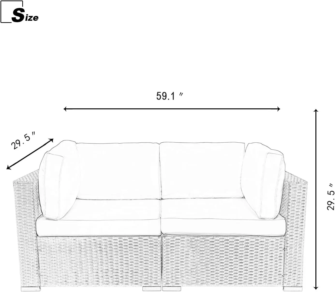 Wicker Loveseats Patio Sectional Furniture Corner Sofa All Weather Outdoor Rattan Couch Set Conversation Sets