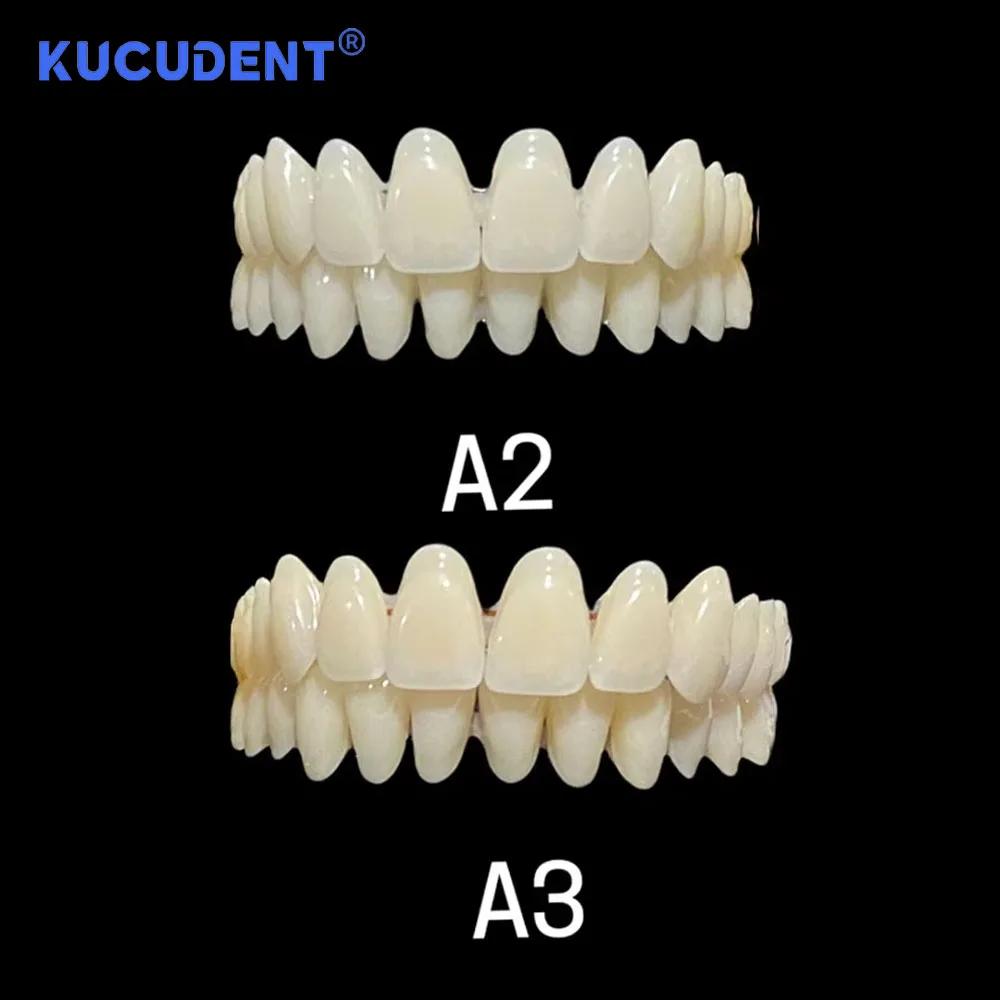 KUCUDENT 28 Pz Dentale Acrilico Resina Sintetica Denti Protesi Falso Falso Superiore Inferiore Anteriore Bocca Completa Ombra A2/A3
