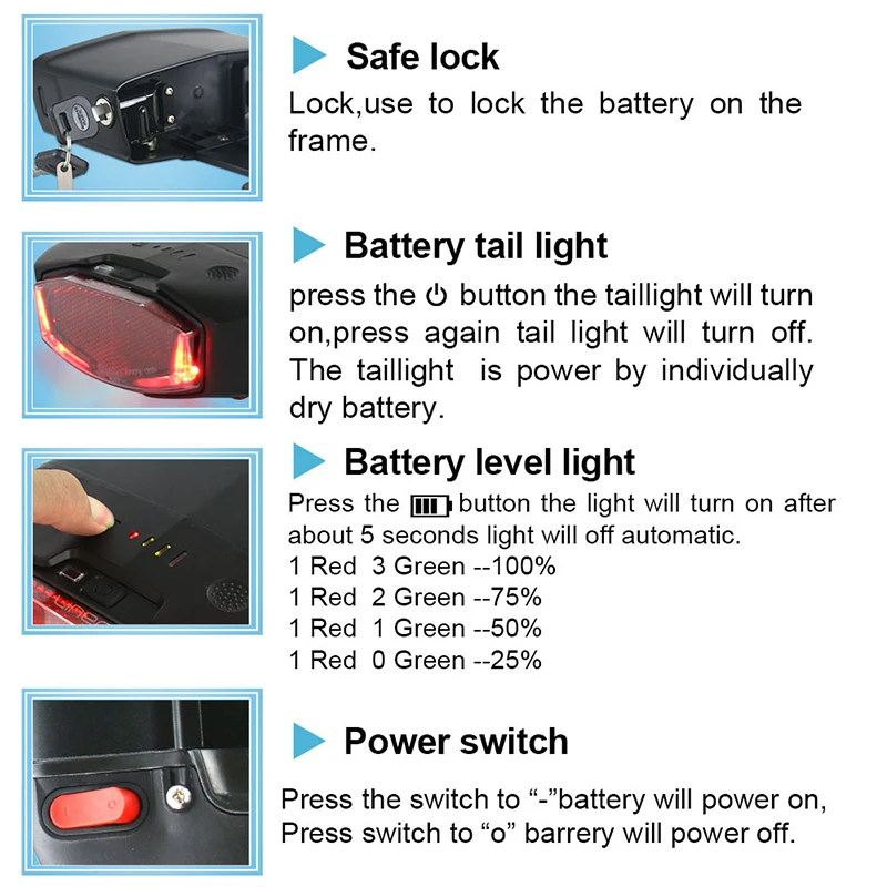 Gepäckträger-Ebike-Batterie 36 V 13 Ah 15 Ah 20 Ah 48 V EU-Lager Li-on 18650 21700-Pack für Elektrofahrrad-Motorkits 350 W 500 W 750 W 1000 W – Detail 7