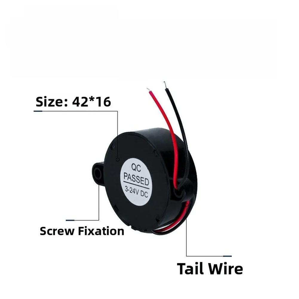 High Decibel Active Sound Alarm 42x16mm Piezo Buzzer Continuous DC For 3v To 24V 90dB 2900Hz Black ABS Housing For Industrial