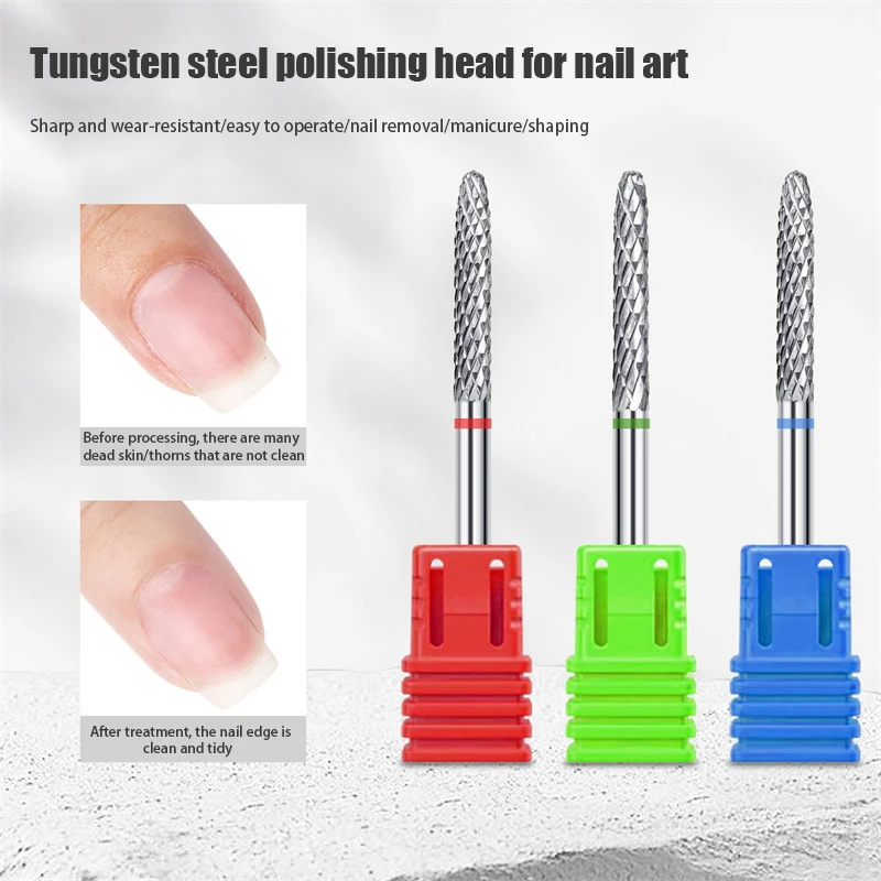 Nail Cone Tip Tungsten Steel Drill Bits Electric Cuticle Clean Rotary For Manicure Pedicure Grinding Head Sander Polishing Tool