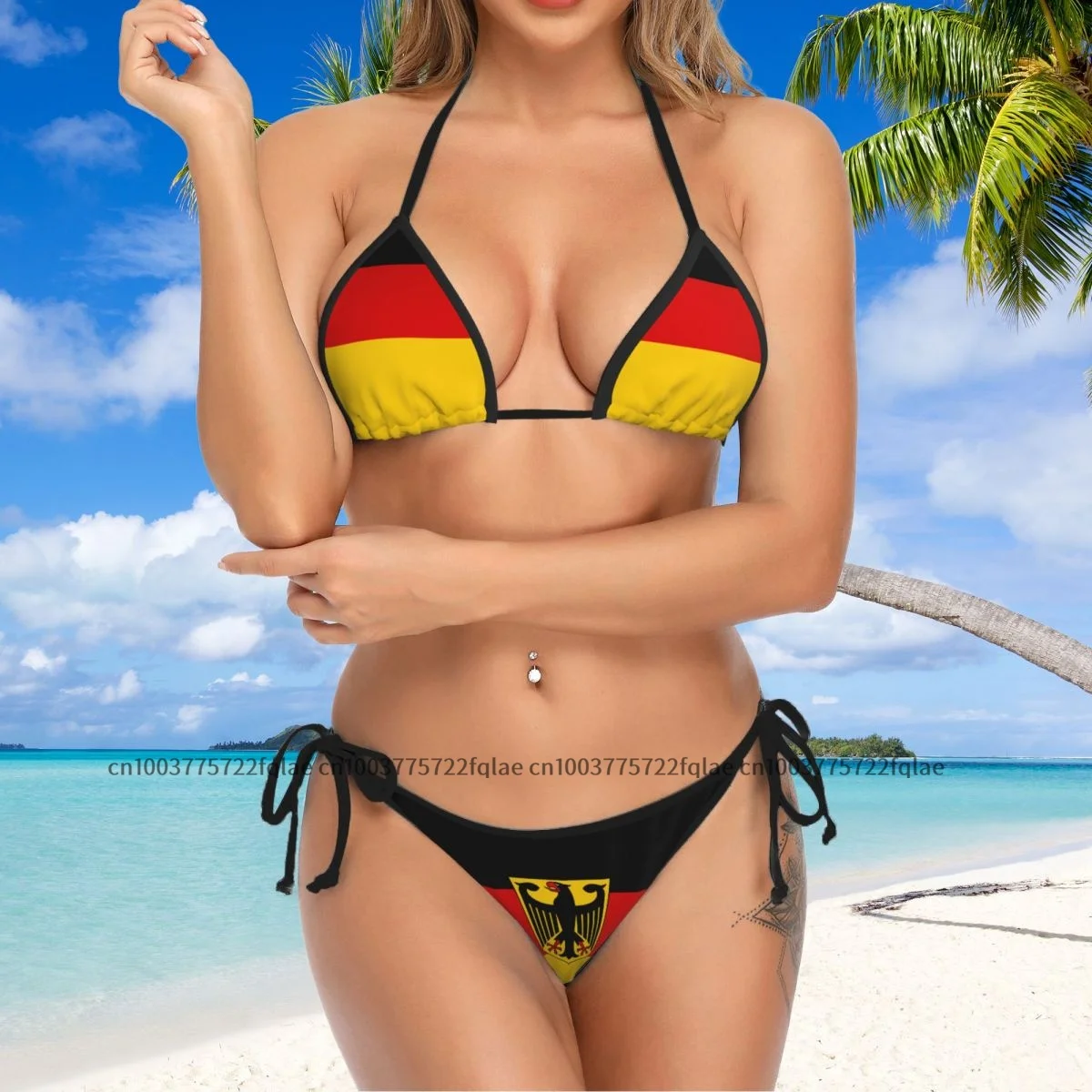 Set bikini sexy da donna Reggiseno push-up Halter Perizoma Costume da bagno Costumi da bagno Costumi da bagno Bandiera della Germania