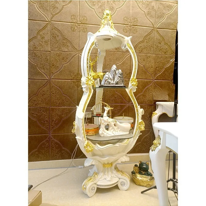 

High-end European furniture wine cabinet large floor ornament wine rack display stand crown creative studio golden shelf shoes