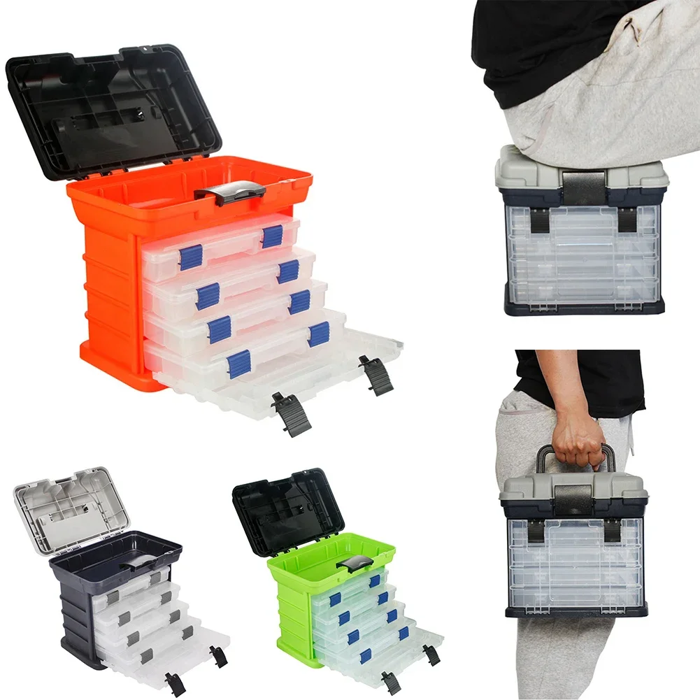 

Camping Gear Fishing Gear Box Fishing Box For Outdoor Use Foldable Fishing Box 4-layer Toolbox Thickened Buckle