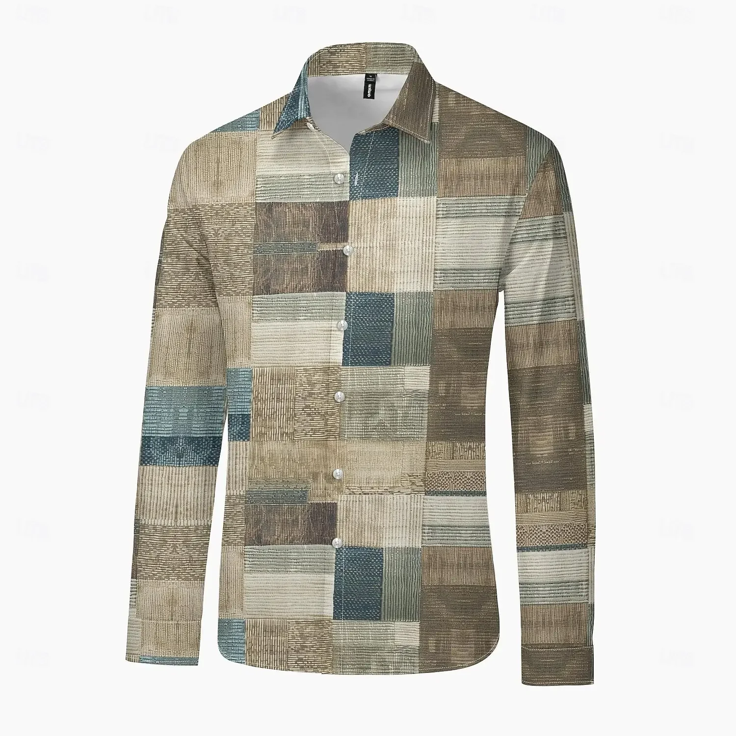 Men colorful geometric pattern 3D printed long-sleeved shirt autumn casual men's clothing business party outdoor large size 6XL