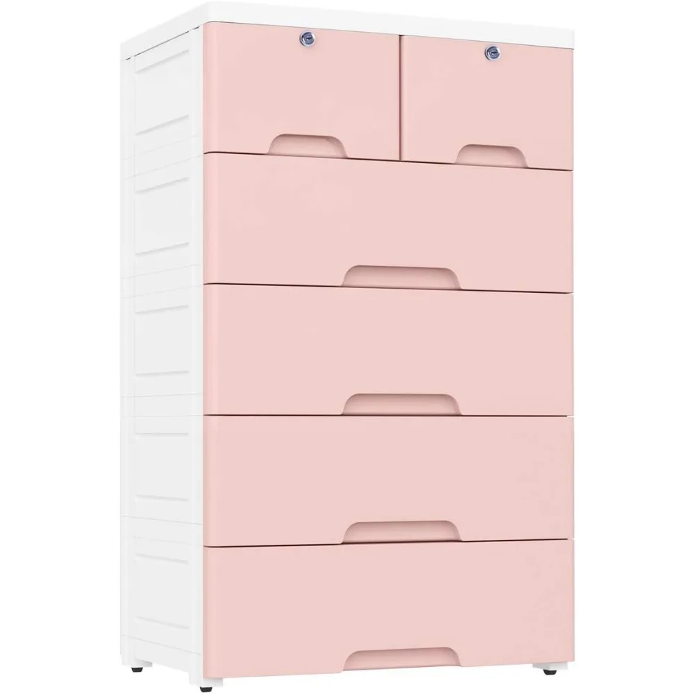 Plastic Drawers Dresser,Storage Cabinet with 6 Drawers,Closet Drawers Tall Dresser Organizer for Clothes,Playroom