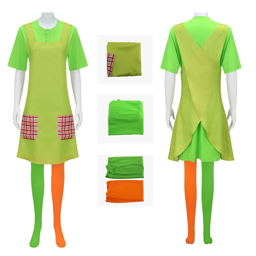

Women's Cosplay Costume Dress Adult Girl Classic Green Apron Dress Stockings Halloween Carnival Theme Party Fancy Dress Disguise