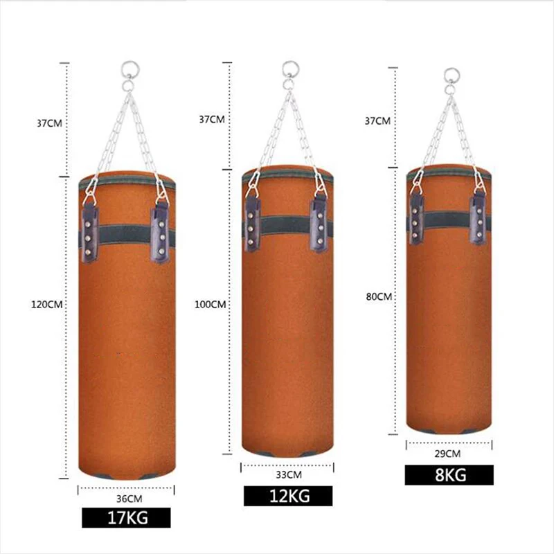 80/90/100/120 cm PU Sandbag High Quality Punching Bag Kicking Train Sand Pear Bag Leather Suede Boxing Bag Indoor Sport Earthbag