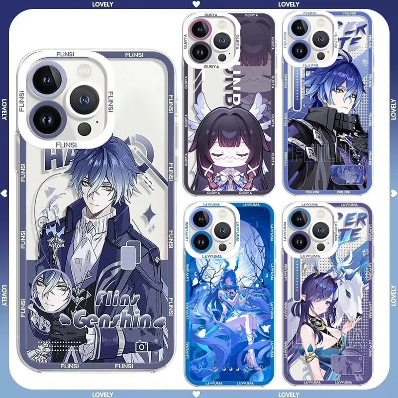 Etui Genshin Impact Lauma Flins Columbina na Xiaomi Redmi Note 14 13 12 11 Pro Plus 11S 12S 10 10S 14C 13C 12C, przezroczyste etui TPU