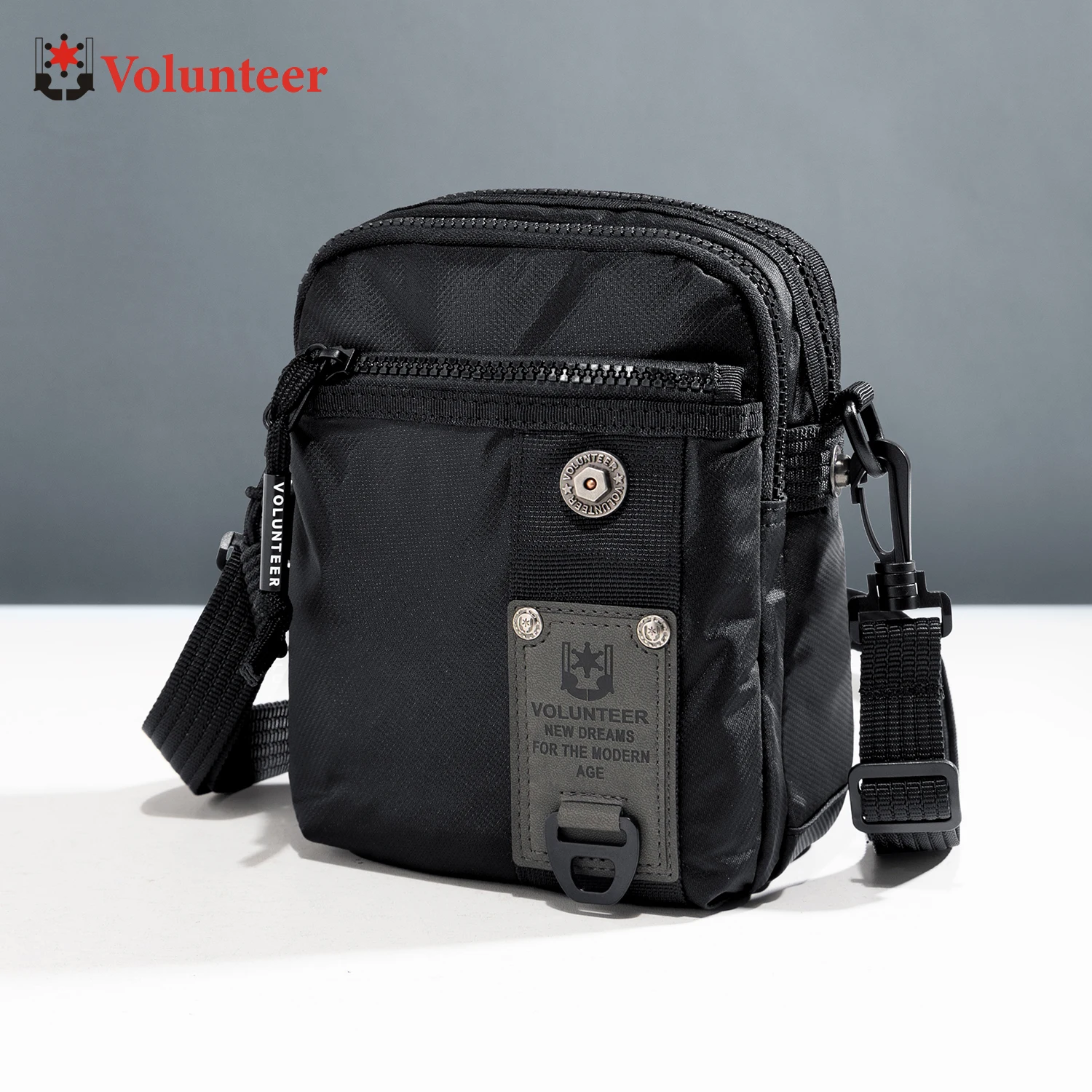 Volunteer 3L Crossbody Shoulder Phone Bag Men's Casual Simple Multifunctional Waterproof Oxford Cloth Sling Bag for Men 1809-10