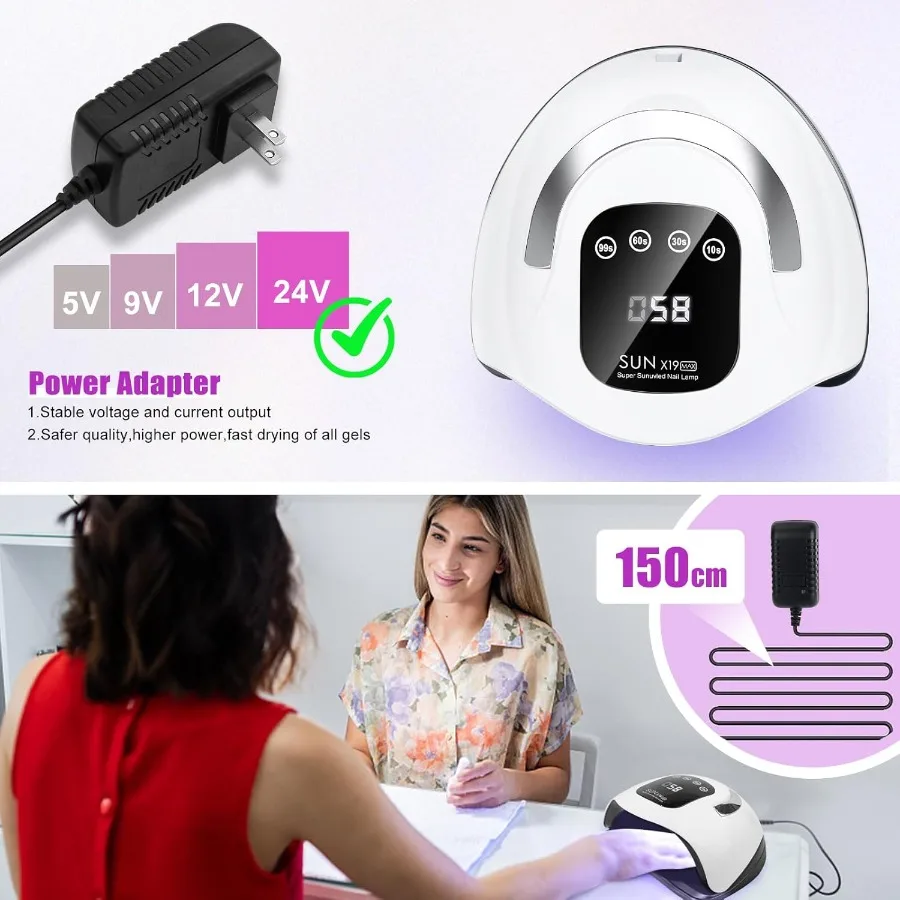 320W UV LED-nagellamp nageldroger voor gellak met 72 stuks lampkralen en automatische sensor 4 timerinstellingen Professionele nagel Ar