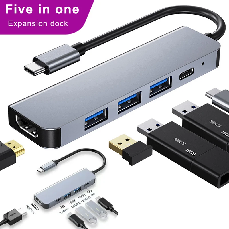 USB C Hub to 4K HDMI Compatible USB 3.0 2.0 Type C PD Charging Dock for MacBook iPad Pro Samsung Dex TV Projector Mouse