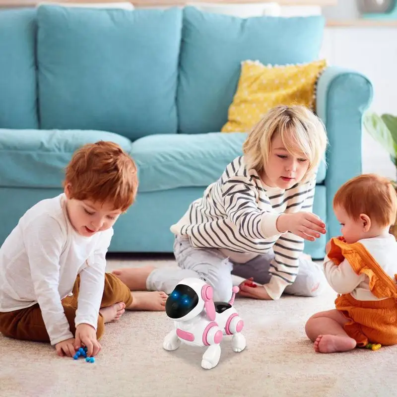 Robô cão brinquedo de controle remoto eletrônico animais de estimação brinquedos cães robóticos engraçado interativo dublê filhote de cachorro com som para criança idade 3-7