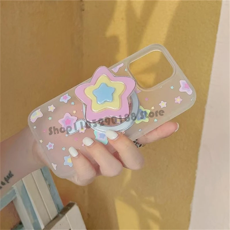 Coreano bonito macaron cor estrela suporte magnético aperto tok griptok suporte do telefone para iphone para pad magsafe smart tok