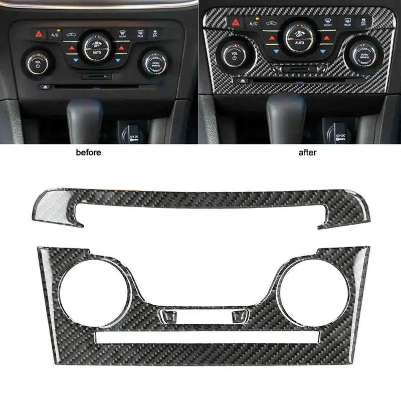 

4pcs Air Conditioning Panel Trim CD Panel Frame Carbon Fiber Decor Fit for Dodge Charger 2011 2012 2013 2014 Car style