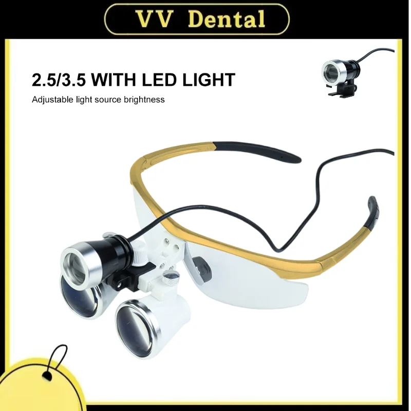 

VV Dental Loupe Magnifying Glass with LED Light 2.5X 3.5XGlasses Surgical Magnifying Glass Dental Medical Magnifying Glass
