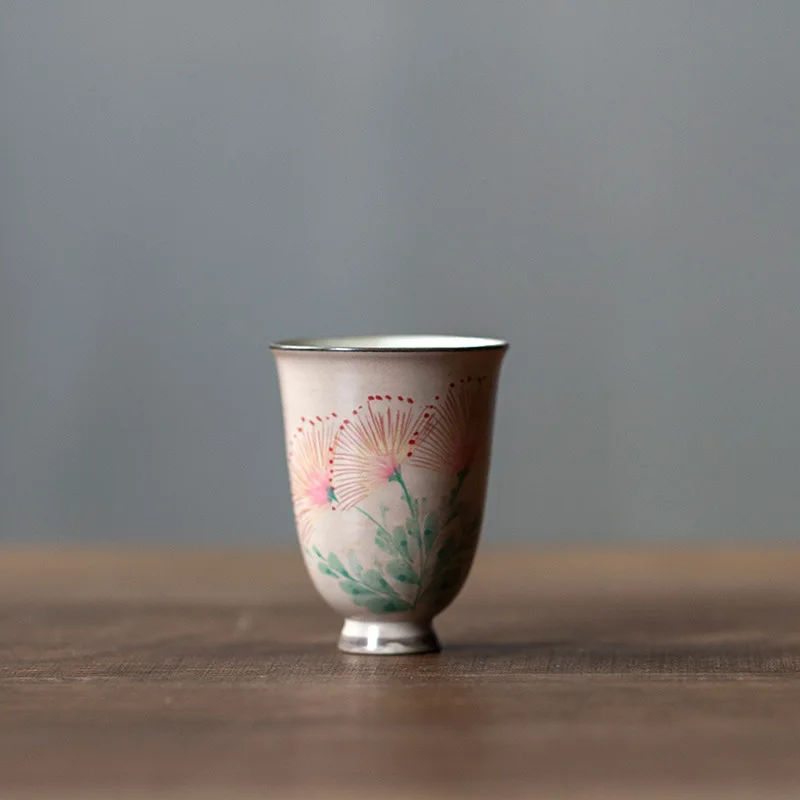 Japanese Style Hand Painted Mini Ceramic Cup Retro Personal Kung Fu Tea Tasting Scent Sniffing Single Teacup For Home Use