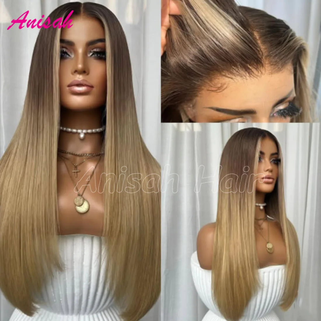 

Blonde Two Tone 13x4 13x6 Lace Frontal Human Hair Wig Ombre Colored Glueless Lace Closure Straight Wigs Human Hair PrePlucked