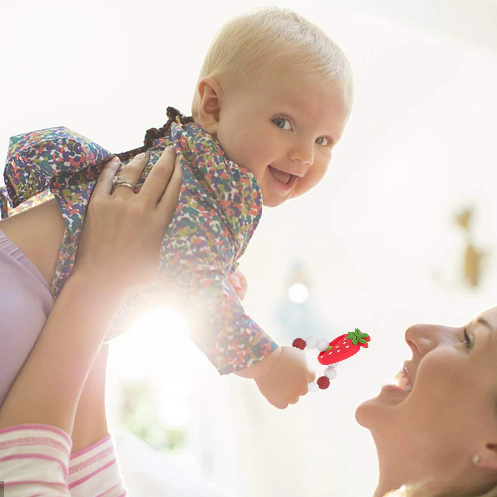 

1Pcs Baby Strawberry Molar Bracelet Cartoon Design Safe Bite Resistant Chewing Aid Gum Massage Teething Relief Fruit Molar