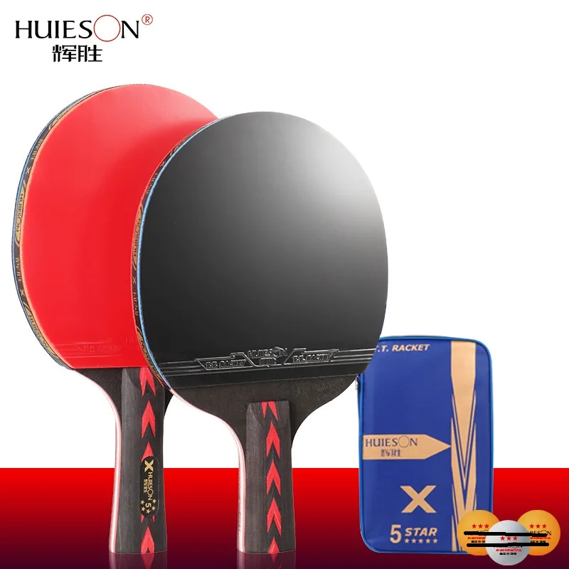 Huieson 5 Star Table Tennis Racket 7 Layers Base Pimples In Training Pingpong Paddle Set