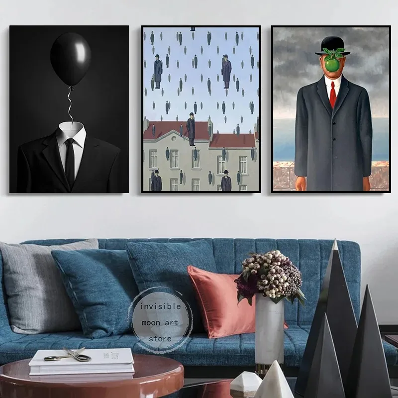 Surrealism Fantasy Rene Magritte Artworks The Couple Man and Woman Art Poster Canvas Painting Wall Print Picture Room Home Decor