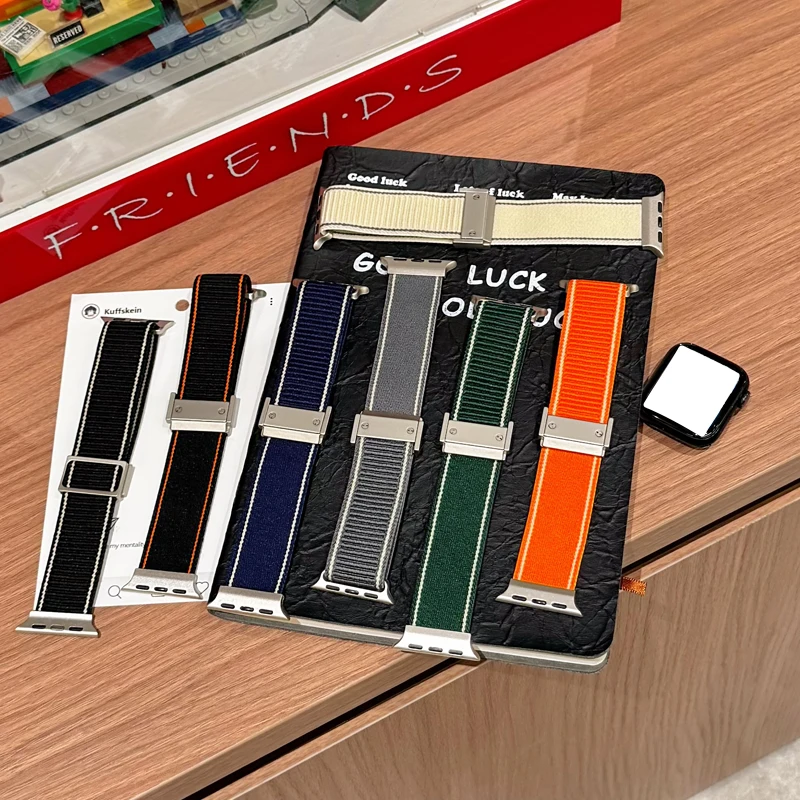 Edge-Woven Nylon Magnetic Buckle Strap, Suitable for Apple Watch 38/40/41/42/44/45/49mm, Soft Material Suitable for iWatch Series 11/9/8/7/6/5/4/3Se, Comfortable and Breathable Smart Watch Strap