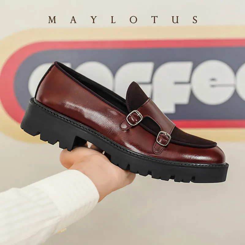 

Men's Suede Leather Monk Shoes Handmade Monk Strap Casual Business Dress Shoes for Wedding Party Summer Autumn Footwear