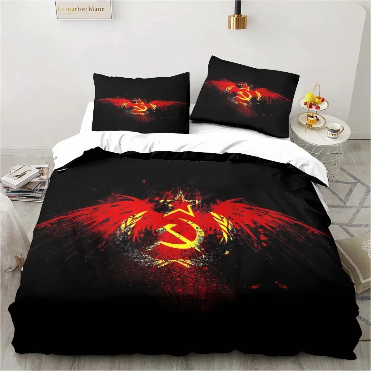 Exquisite Red Soviet Socialist Republic USSR Flag Bedding Set,Duvet Cover Bed Set Quilt Cover,King Queen Twin Size Boys Girls Ad