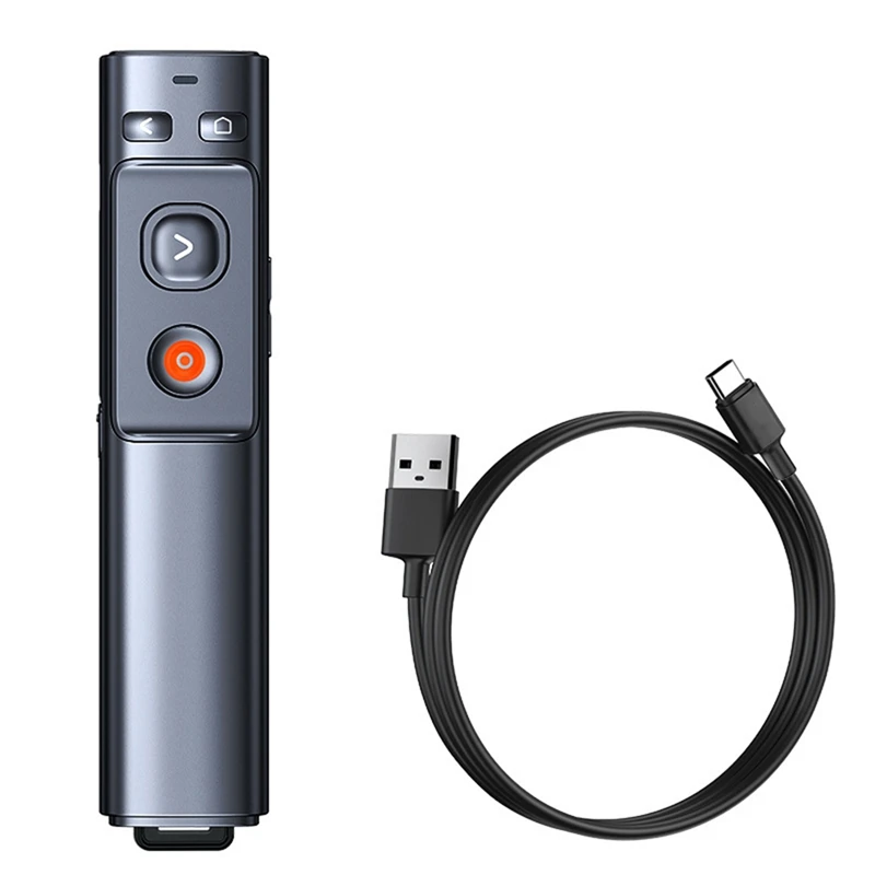 Red Light Wireless Presenter 2.4Ghz Type-C Remote Controller PPT Pen Hyperlink Volume Control Presentation Clicker