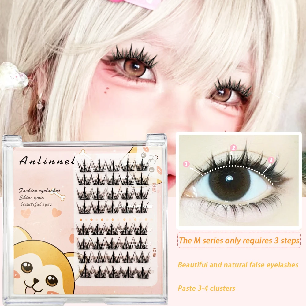 8-row DIY eyelashes A/M-shaped thorny cluster eyelash extension manga mixed with 3D thermal adhesive fake personal makeup