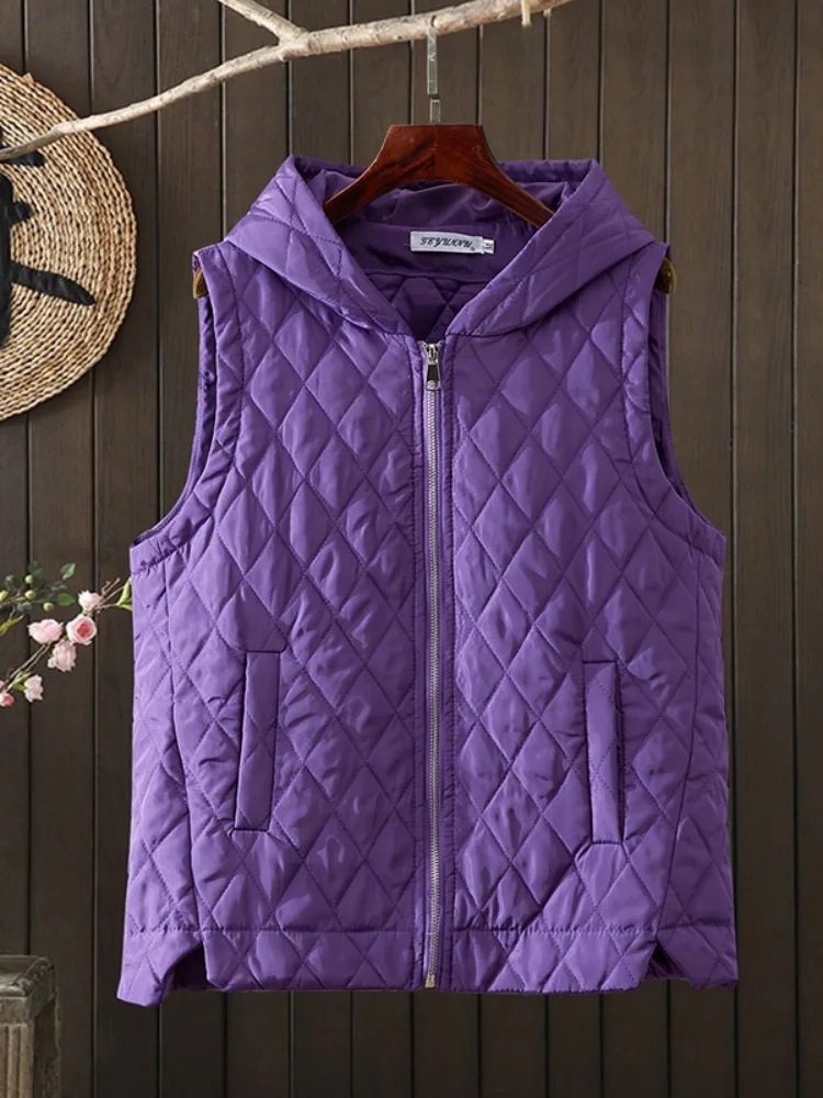 

Женский легкий теплый хлопковый тюнет-жилет с капюшоном, внутренний дизайн, повседневная зимняя верхняя одежда свободного покроя